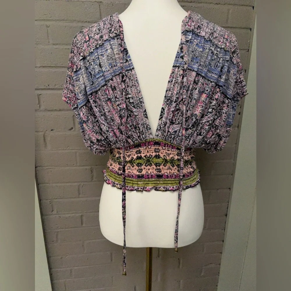 Free People NWT Multicolor Patterned Bohemian top